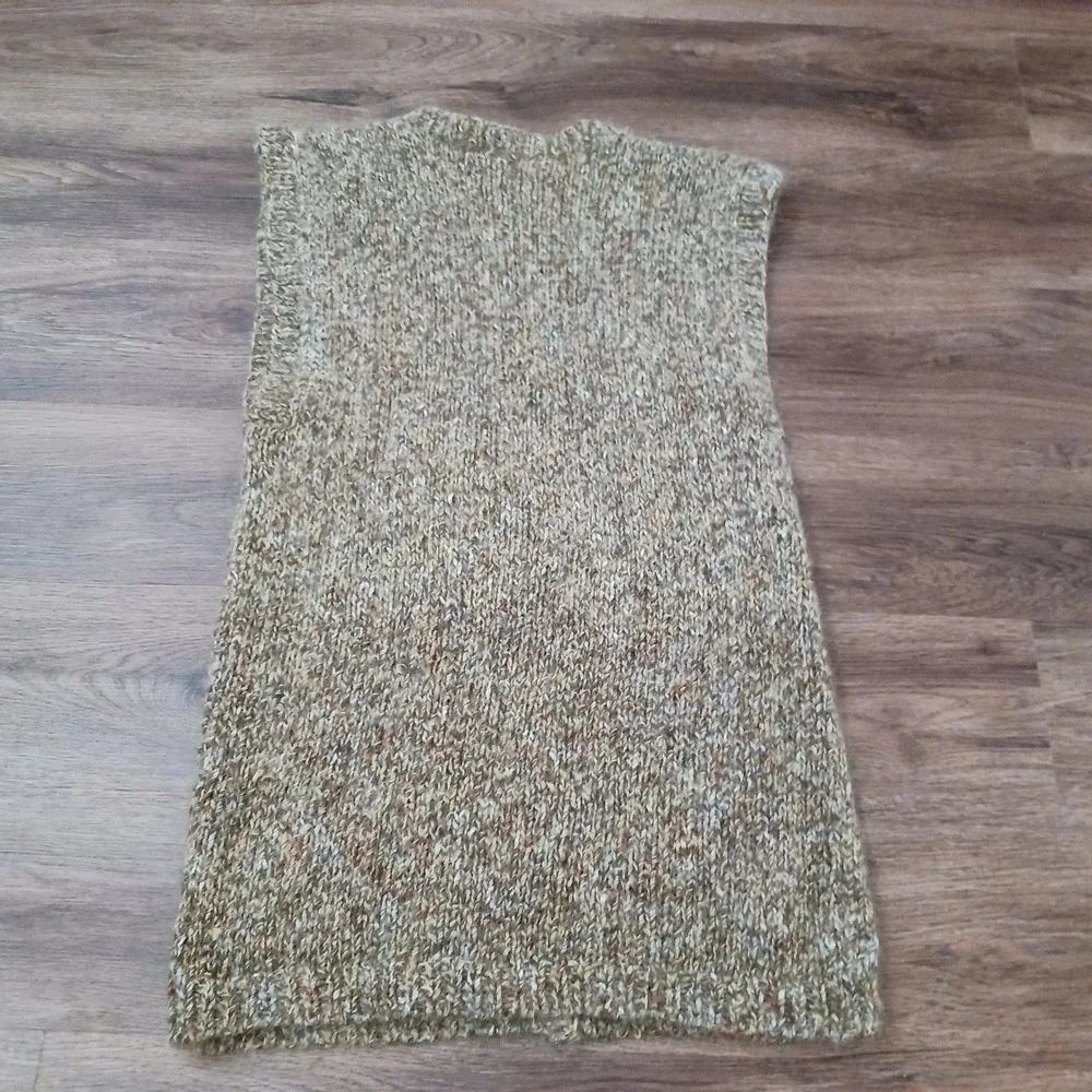 Linda Allard Ellen Tracy Hand Knit Mohair Wool Blend Long Sweater Vest Brown L
